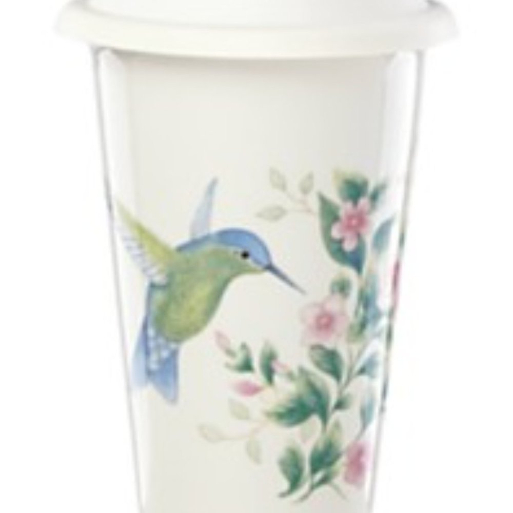 Lenox Ceramic Travel Mug Hummingbird & Bee Flutter